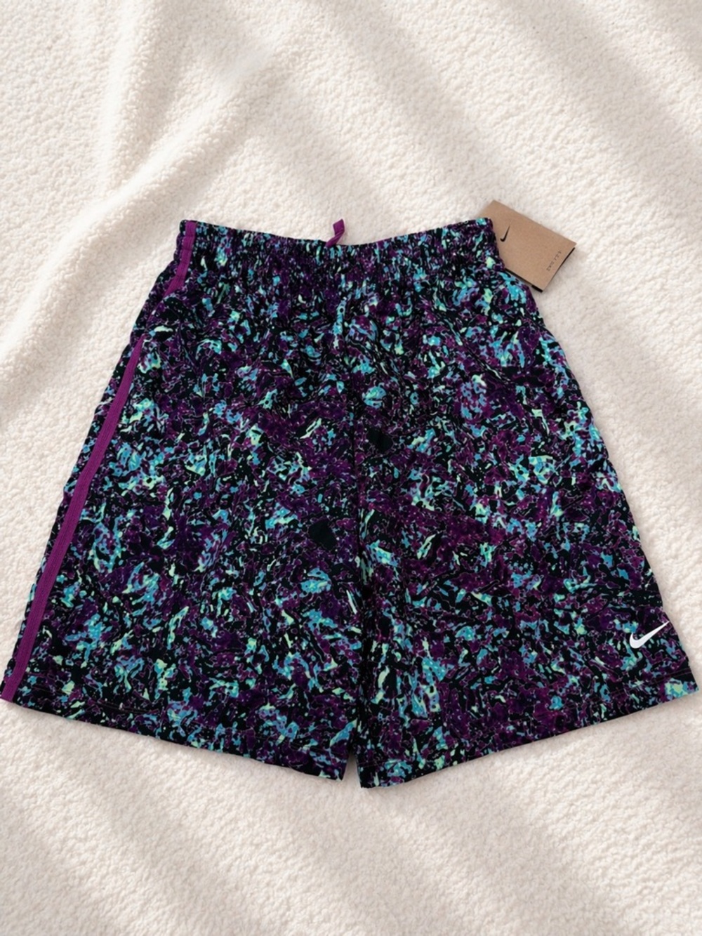 Nike Dri-FIT Running Shorts Purple Teal Print Youth XL NWT